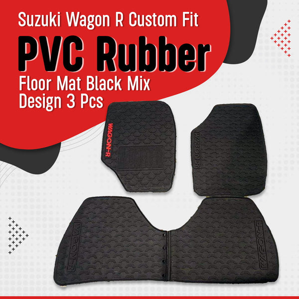 Suzuki Wagon R Custom Fit PVC Rubber Floor Mat Black Mix Design 3 Pcs - Model 2014-2021