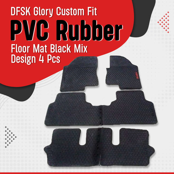 DFSK Glory Custom Fit PVC Rubber Floor Mat Black Mix Design 4 Pcs - Model 2020-2024