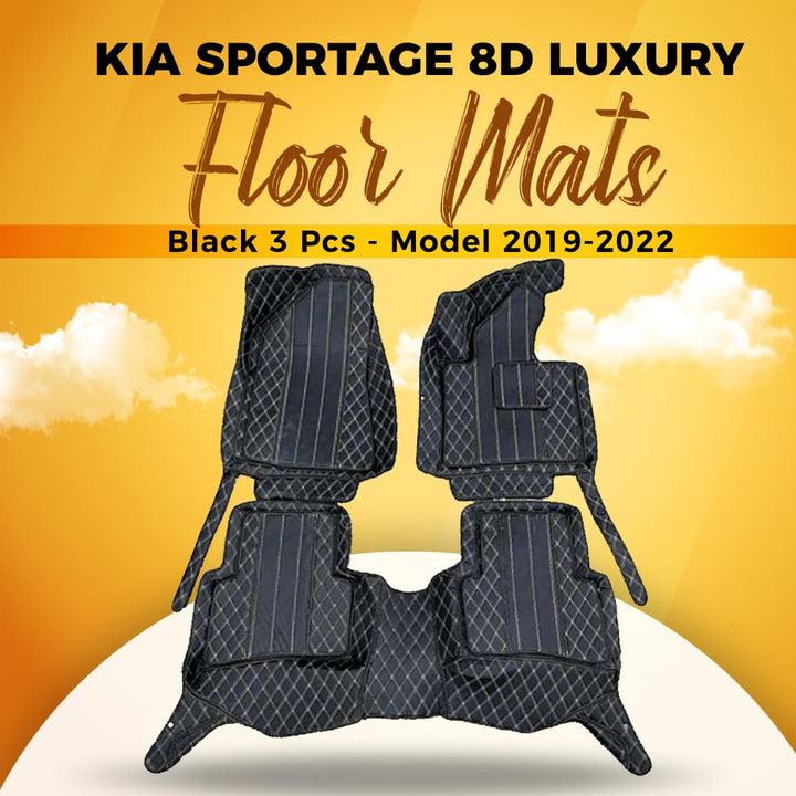 KIA Sportage 8D Luxury Floor Mats Black 3 Pcs - Model 2019-2024