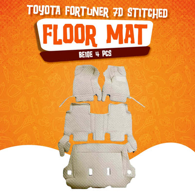 Toyota Fortuner 7D Floor Mats - Beige - 4 Pcs Set