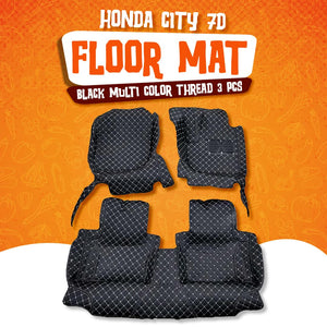 Honda City 7D Floor Mats - Black - 3 Pcs Set 2008 - 2026