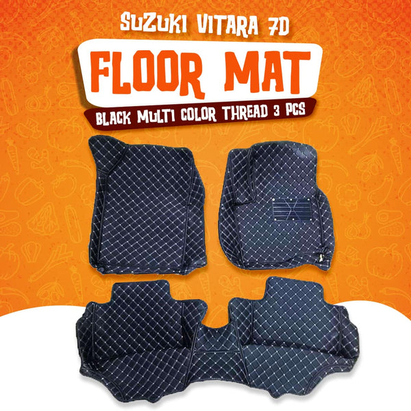 Suzuki Vitara 7D Floor Mats - Black - 3 Pcs - Model 2016-2025