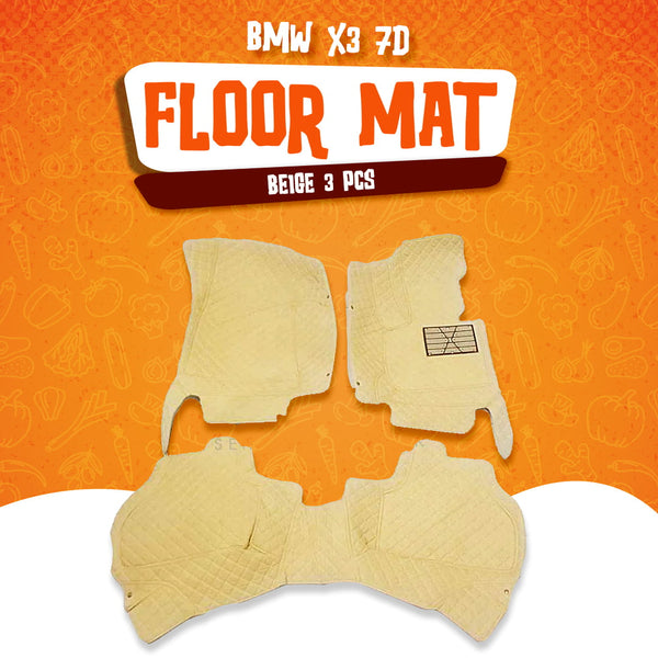 BMW X3 7D Floor Mats Beige 3 Pcs - Model 2012-2018