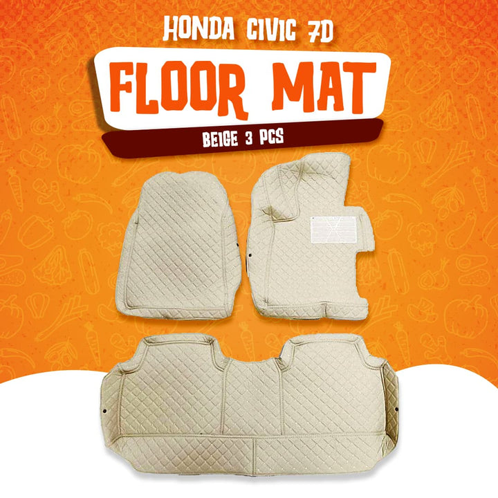 Honda Civic 7D Floor Mats Beige 3 Pcs - Model 2006-2012