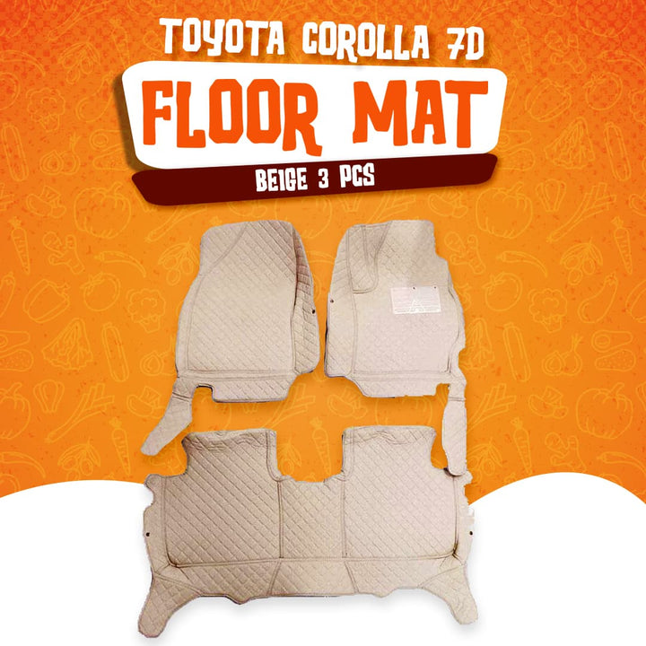 Toyota Corolla 7D Floor Mats Beige 3 Pcs - Model 2008-2012