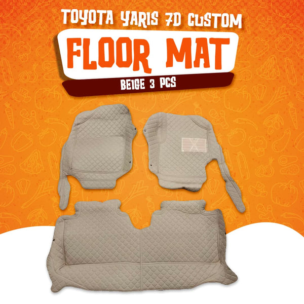 Toyota Yaris 7D Custom Floor Mat Beige 3 Pcs - Model 2020-2021