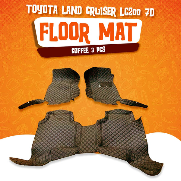 Toyota Land Cruiser LC200 7D Floor Mats - Coffee 3 Pcs Set - Model 2015-2021