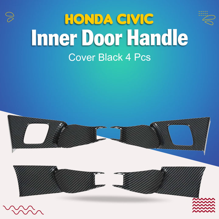 Honda Civic Inner Door Handle Cover Black 4 Pcs - Model 2022-2023