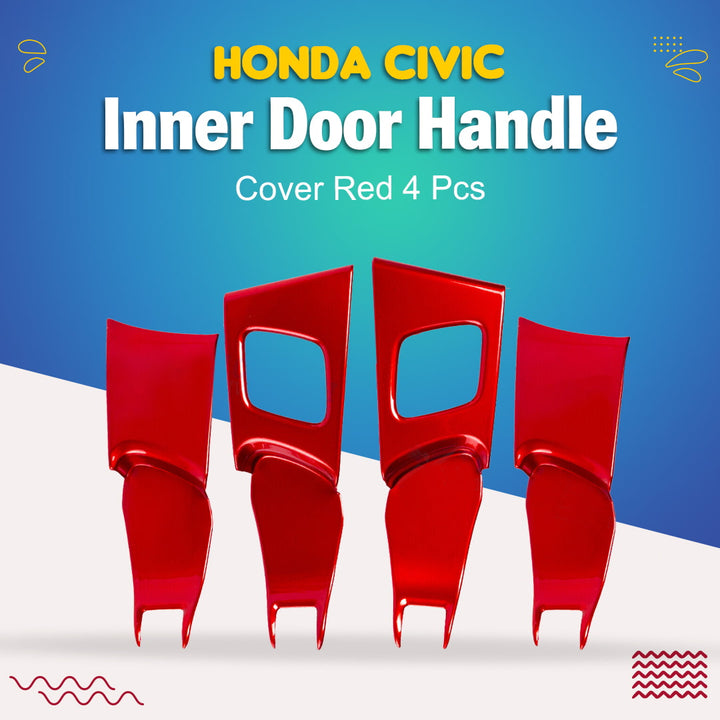 Honda Civic Inner Door Handle Cover Red 4 Pcs - Model 2022-2023