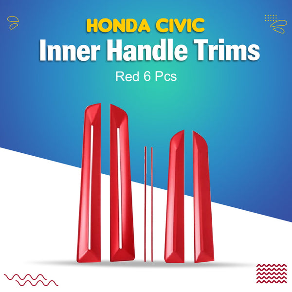 Honda Civic Inner Handle Trims Red 6 Pcs - Model 2022-2024