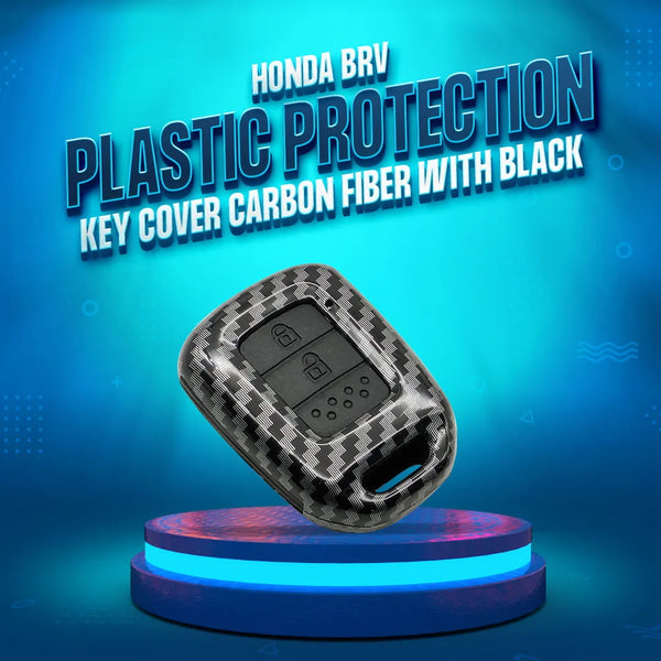 Honda BRV Plastic Protection Key Cover Carbon Fiber With Black PVC 2 Buttons - Model 2017-2022