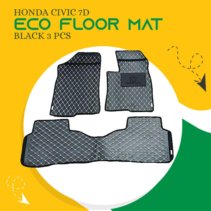 Honda Civic 7D Eco Floor Mat Black 3 Pcs - Model 2016-2023