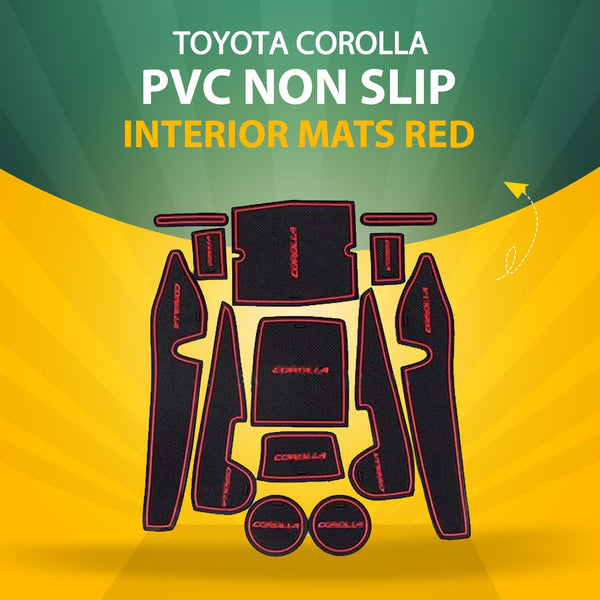 Toyota Corolla PVC Non Slip Interior Mats Red - Model 2014-2021