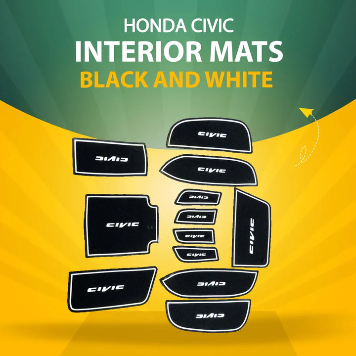 Honda Civic Interior Mats Black and White - Model 2012-2016