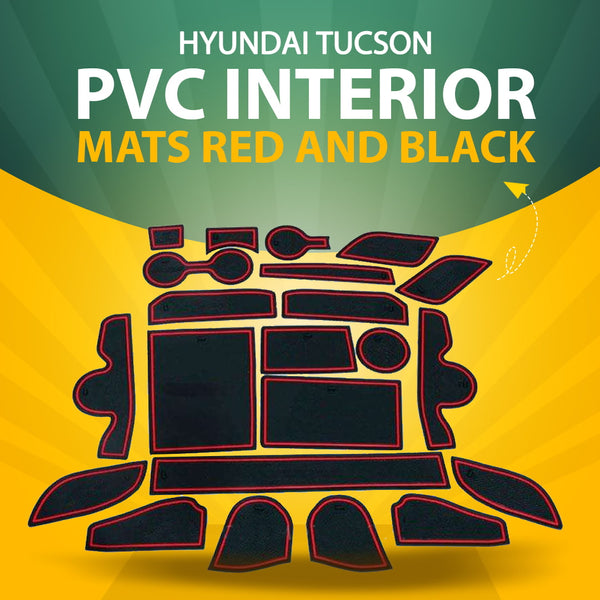Hyundai Tucson PVC Interior Mats Red and Black - Model 2020-2024