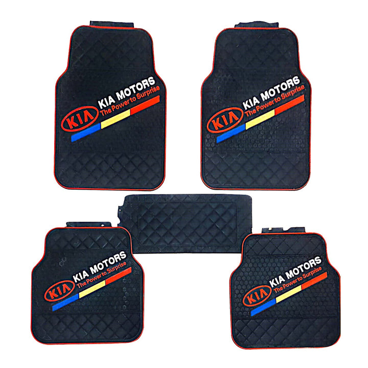 KIA Motors Universal PVC Rubber Floor Mat Mix Design 5 Pcs