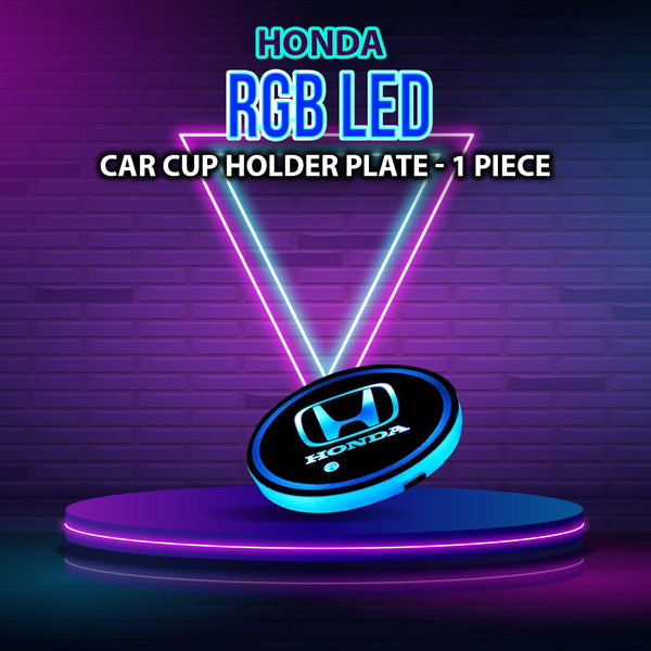 Honda RGB LED Car Cup Holder Plate - 1 piece