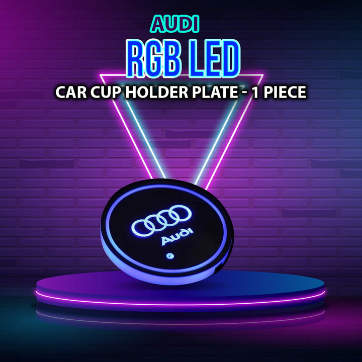 Audi RGB LED Car Cup Holder Plate - 1 piece