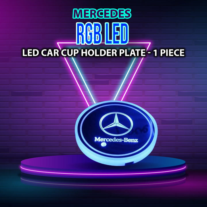 Mercedes RGB LED Car Cup Holder Plate - 1 Piece