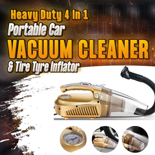 Heavy Duty 4 In 1 Portable Car Vacuum Cleaner & Tire Tyre Inflator