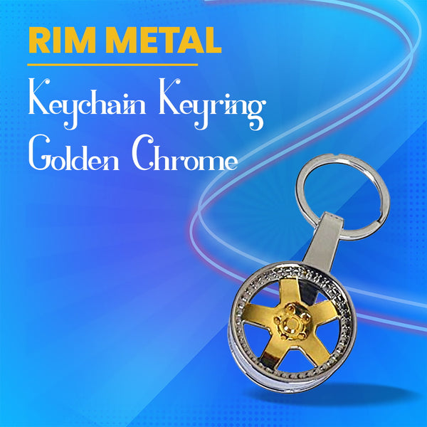 Rim Metal Keychain Keyring Golden Chrome