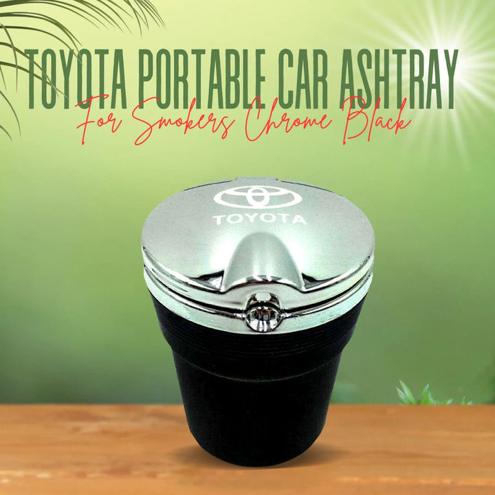 Toyota Portable Car Ashtray For Smokers Chrome Black