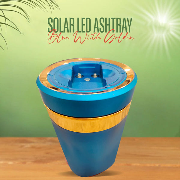 Solar Led Ashtray Blue With Golden