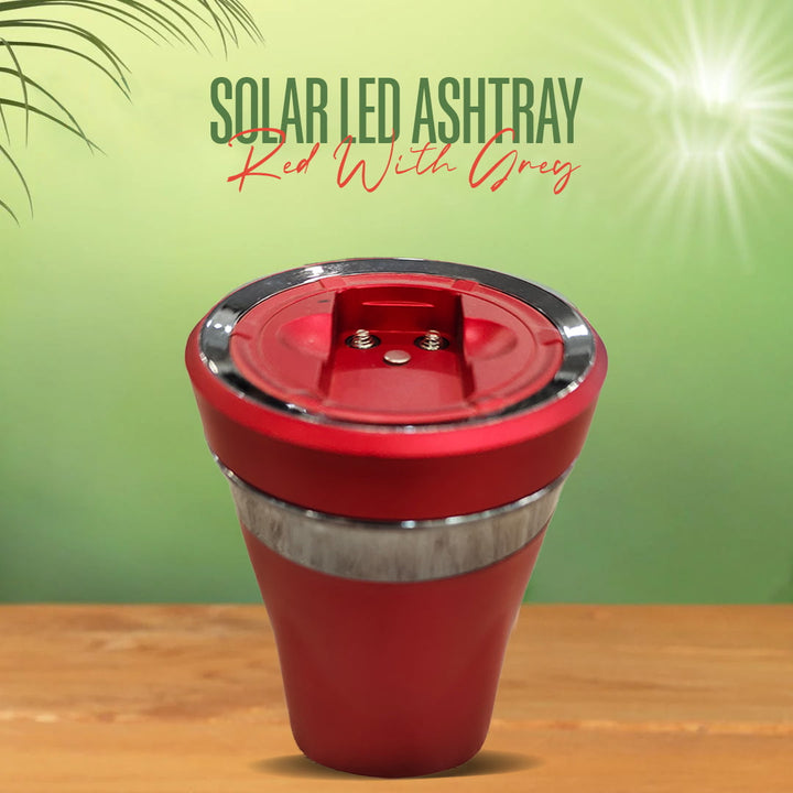 Solar Led Ashtray Red With Grey