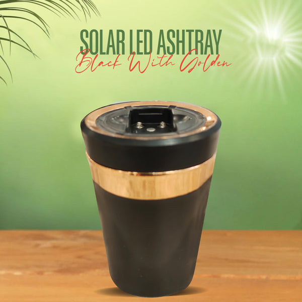 Solar Led Ashtray Black With Golden