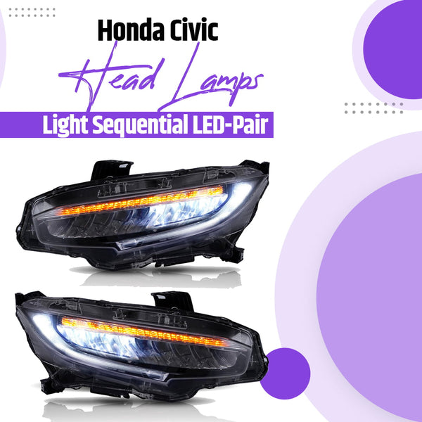 Honda Civic Sequential LED Head Lamps Light Pair