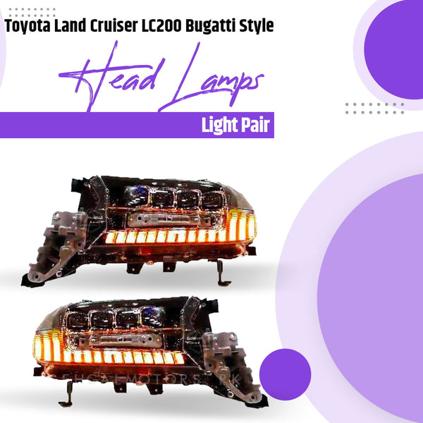 Toyota Land Cruiser LC200 Bugatti Style Head Lamps Light Pair - Model 2015-2021