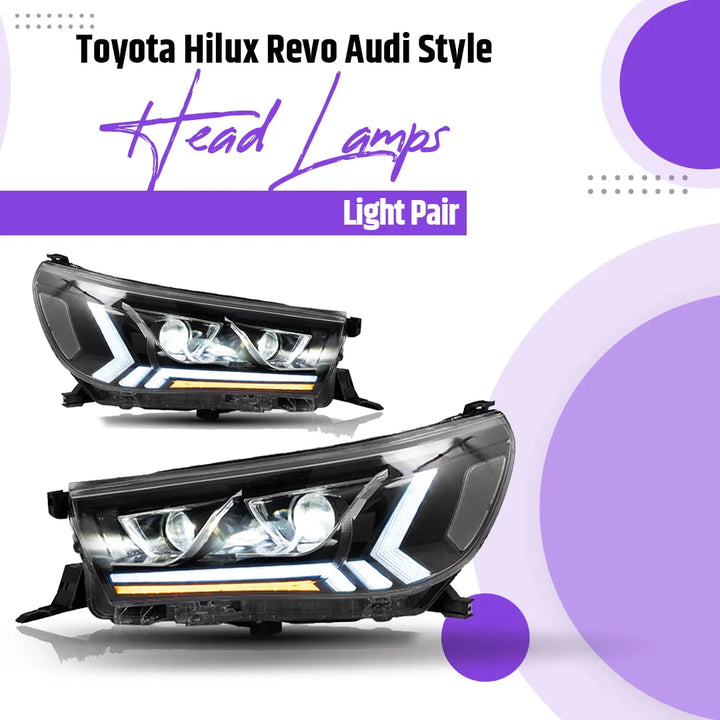 Toyota Hilux Revo/Rocco Audi Style Head Lamps Light Pair