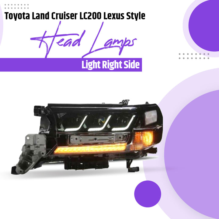 Toyota Land Cruiser LC200 Lexus Style Head Lamps Light Right Side Smoke - Model 2015-2021