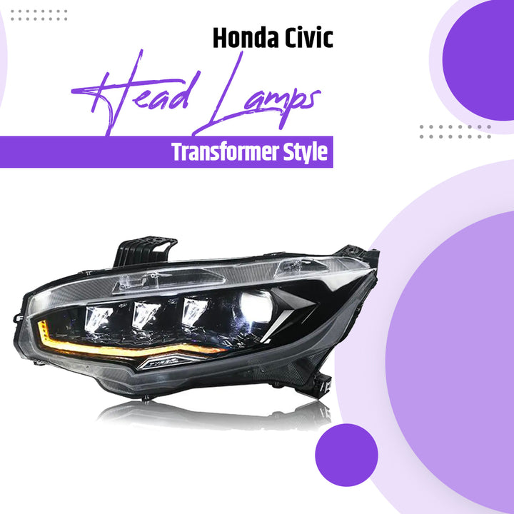 Honda Civic Head Lamps Transformer Style Pair - Model 2016-2022