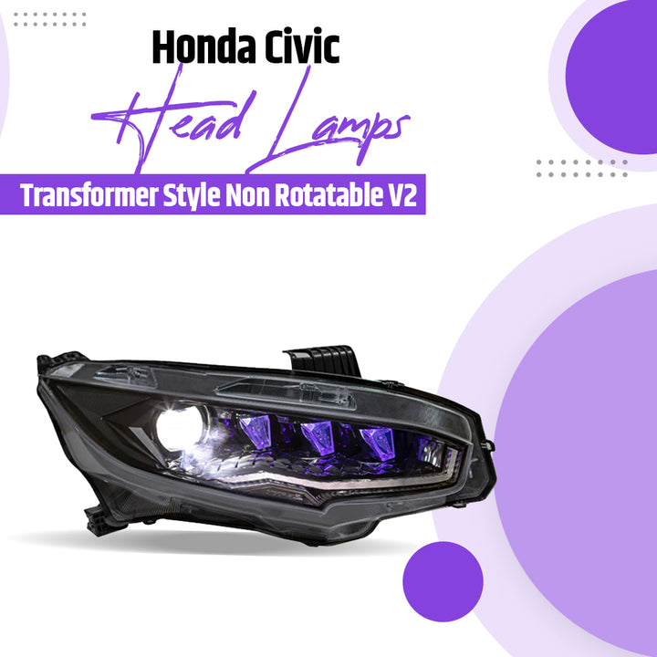 Honda Civic Head Lamps Transformer Style Non Rotatable V2 - Model 2016-2022