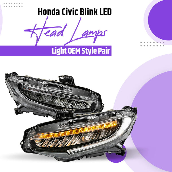 Honda Civic Blink LED Head Lamps Light OEM Style Pair- Model 2016-2021