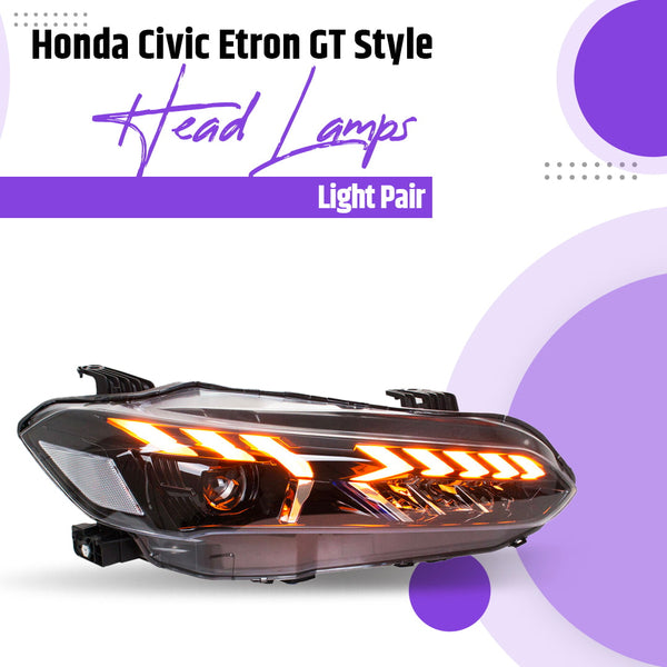 Honda Civic Etron GT Style Head Lamps Light Pair - Model 2022-2024