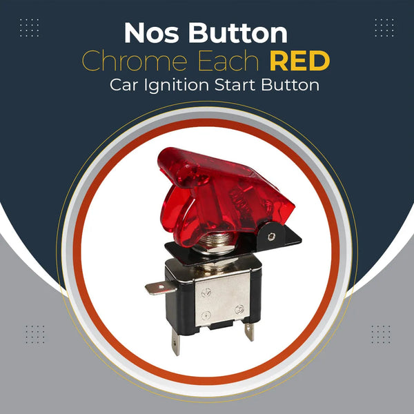 Nos Button Red Chrome Each