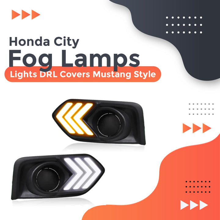 Honda City Fog Lamps Lights DRL Covers Mustang Style - Model 2021-2022