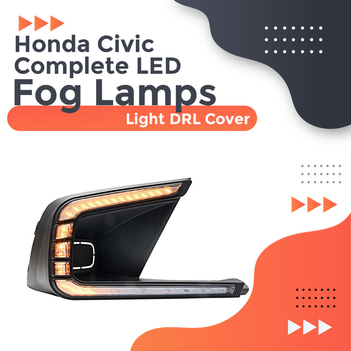 Honda Civic Complete LED Fog Lamps Light DRL Cover - Model 2022-2024