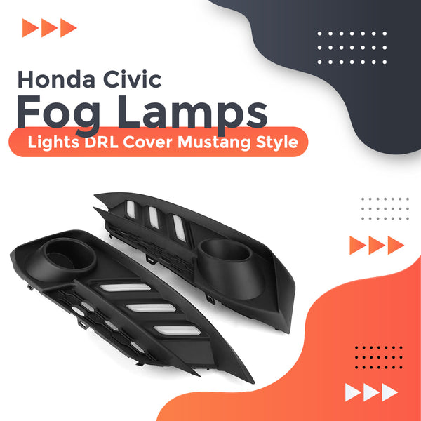 Honda Civic Fog Lamps Lights DRL Cover Mustang Style - Model 2016-2021