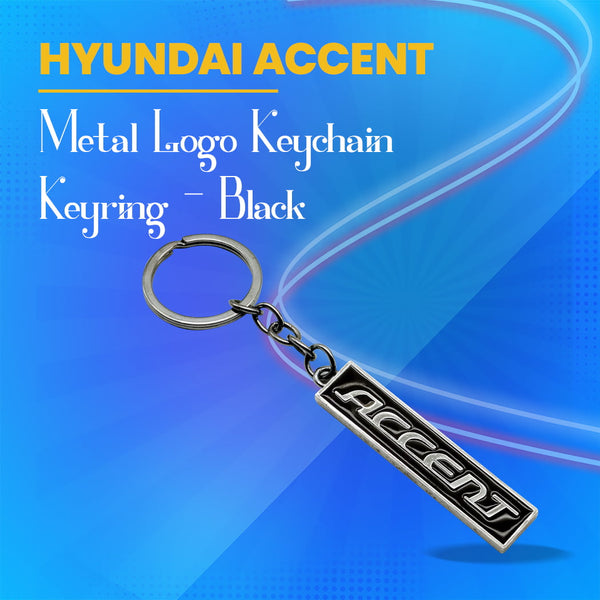 Hyundai Accent Metal Logo Keychain Keyring - Black