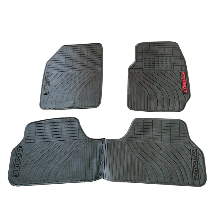 Toyota Corolla Custom Fit PVC Rubber Floor Mat Black Mix Design 3 Pcs - Model 2008-2014