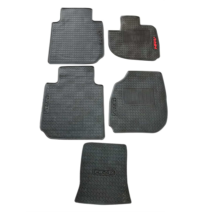 Honda HRV Custom Fit PVC Rubber Floor Mat Black Mix Design 5 Pcs - Model 2022-2023