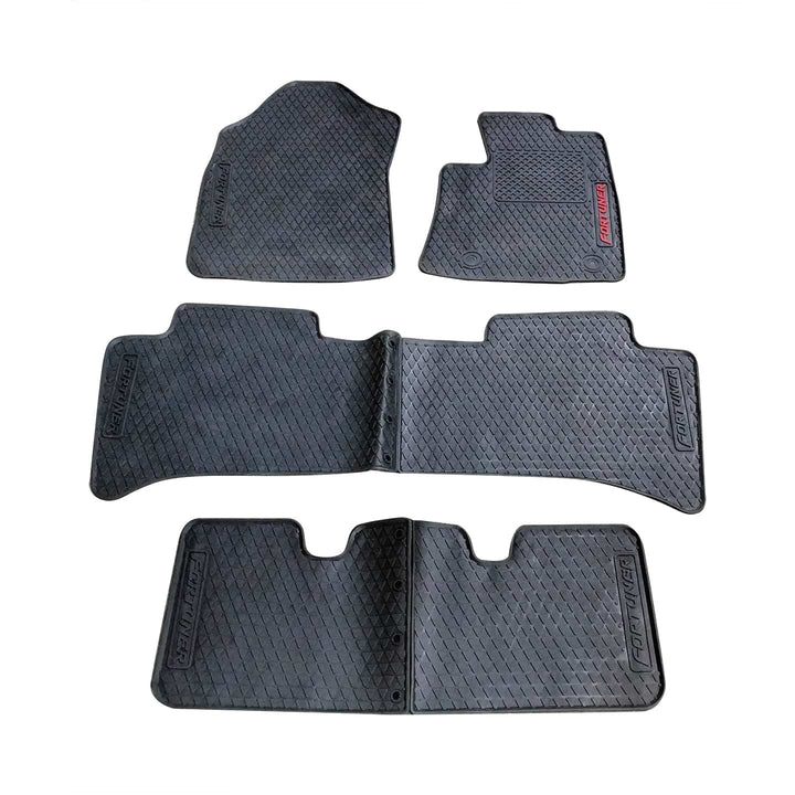 Toyota Fortuner Custom Fit PVC Rubber Floor Mat Black Mix Design 4 Pcs- Model 2016-2021