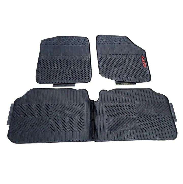 Honda City Heavy Duty Custom Fit PVC Rubber Floor Mat Black Mix Design 3 Pcs - Model 2008-2021