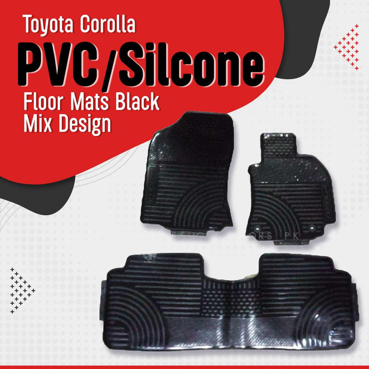 Toyota Corolla PVC / Silcone Floor Mats Black Mix Design - Model 2014-2021