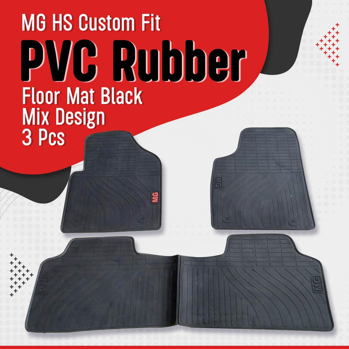 MG HS Custom Fit PVC Rubber Floor Mat Black Mix Design 3 Pcs - Model 2020-2021