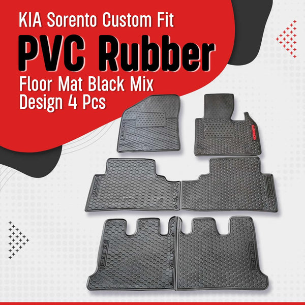 KIA Sorento Custom Fit PVC Rubber Floor Mat Black Mix Design 2020-2026