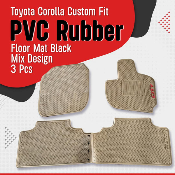 Honda City New Custom Fit PVC Rubber Floor Mat Beige Mix Design 3 Pcs - Model 2021-2023